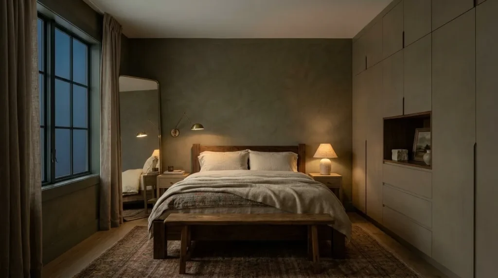 13 Rustic Bedroom Ideas for a Warm, Collected Retreat 3 Use a deeper earth tone for a cocooning effect