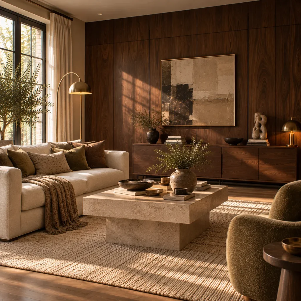 Use full-wall wood paneling