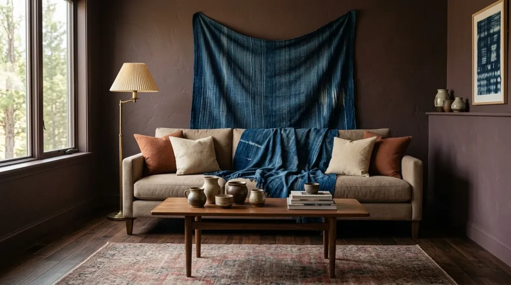 10 Dark Boho Living Room Decor Ideas for a Moody, Collected Home 8 Use one meaningful textile as a major feature