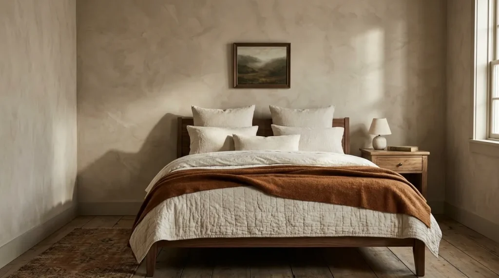 13 Rustic Bedroom Ideas for a Warm, Collected Retreat 10 Use plaster or limewash instead of more wall decor