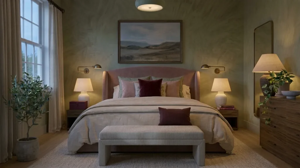 14 sage green and blush bedroom tips for a Soft, Sophisticated Retreat 14 Use warm layered light rather than one bright ceiling bulb