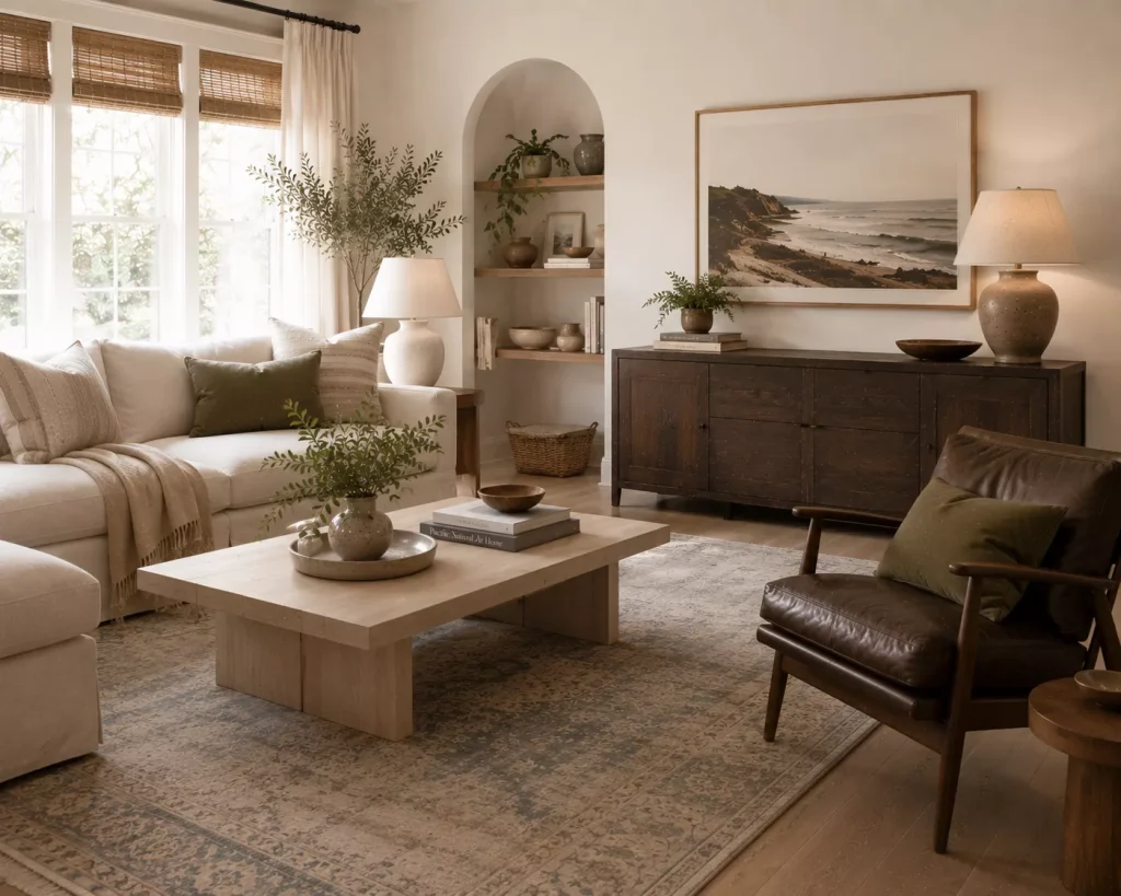 10 modern coastal decor ideas for a Fresh, Relaxed Home 11 add-one-darker-or-earthier-note-to-the-room