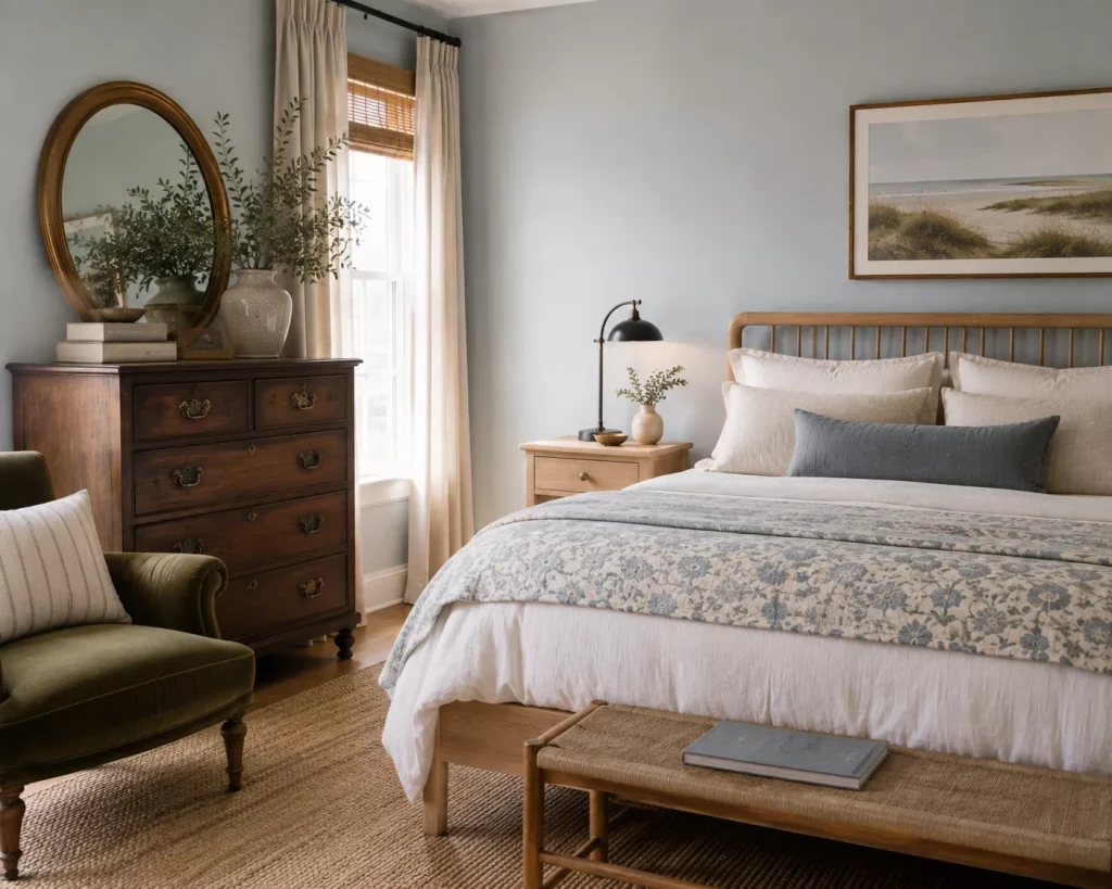 12 coastal bedroom ideas for a Calm, Breezy Retreat 11 add-one-piece-that-belongs-to-another-design-language