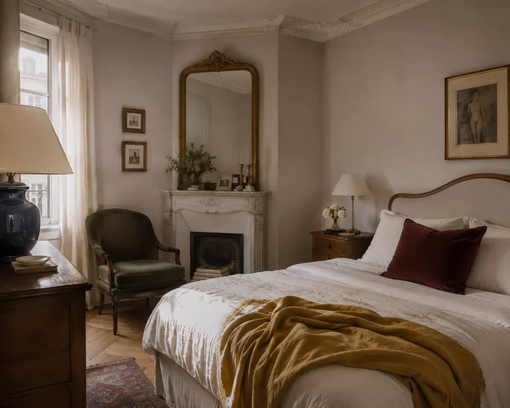 10 french girl inspired bedrooms with Parisian Charm 2 begin-with-a-chalky-slightly-warm-wall-color
