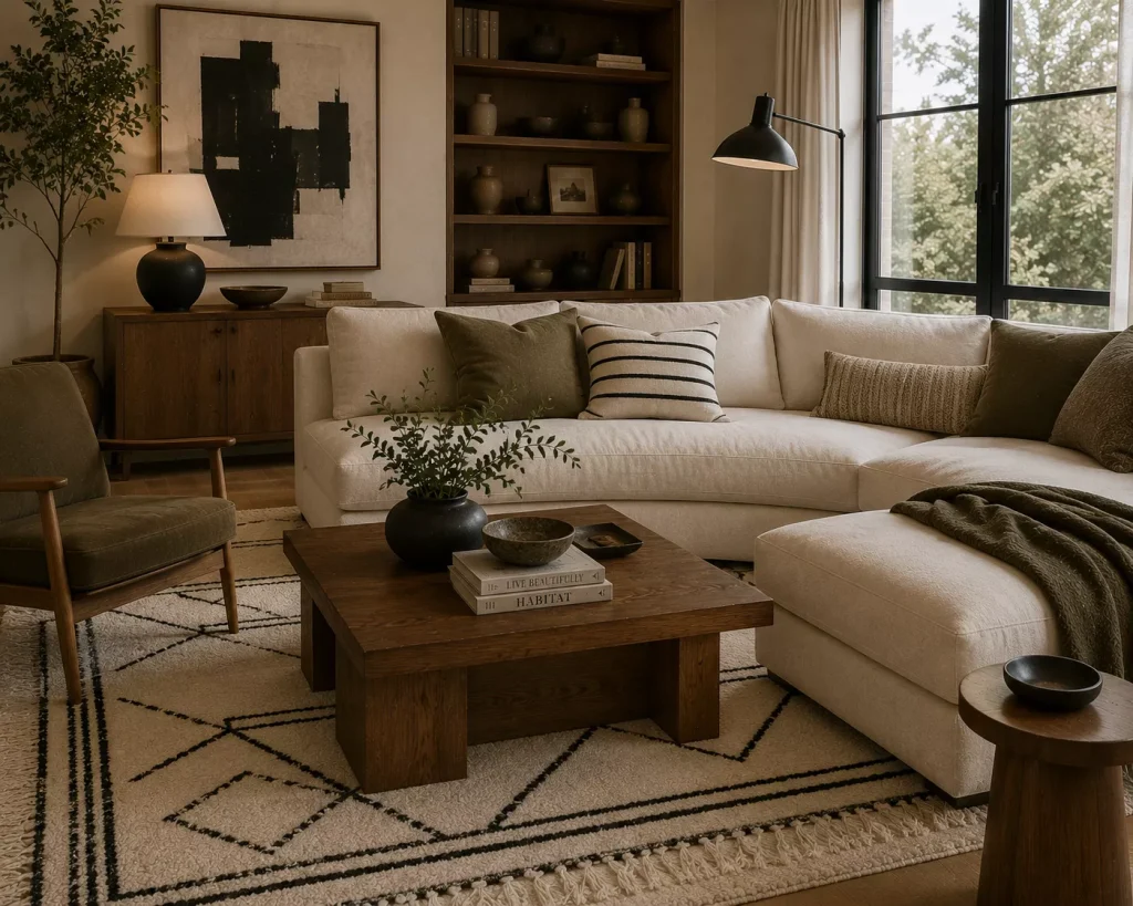 10 Black Accent Living Room Ideas for a More Grounded, Polished Space 6 bring-black-into-softer-layers-rather-than-only-hard-finishes