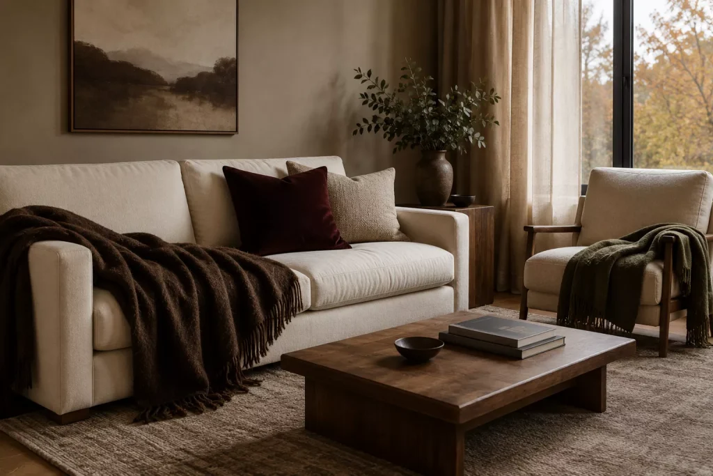 15 fall living room decor ideas for a Warm, Layered Home 3 change-the-textiles-before-buying-decorative-objects