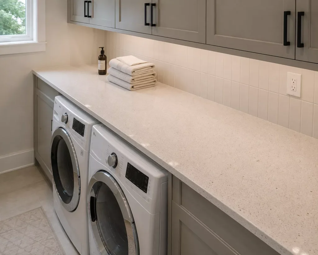 10 Laundry Room Ideas Small Space Homes Can Actually Use 4 choose-a-counter-material-that-can-survive-daily-use