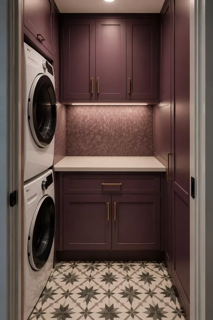 12 Tiny Laundry Room Ideas That Turn a Few Square Feet Into a Hardworking Space 11 choose-one-confident-finish-instead-of-several-small-decorative-touches
