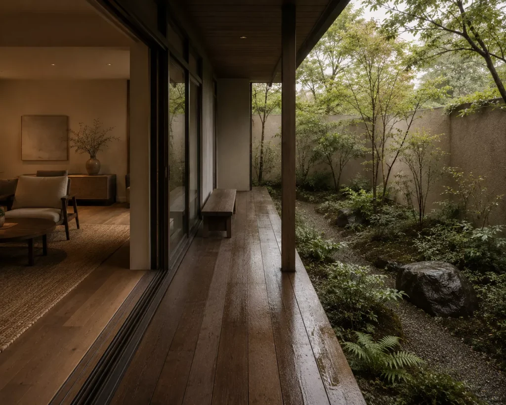 12 japanese courtyard home ideas for Calm, Natural Living 4 create-a-narrow-place-between-the-room-and-the-garden