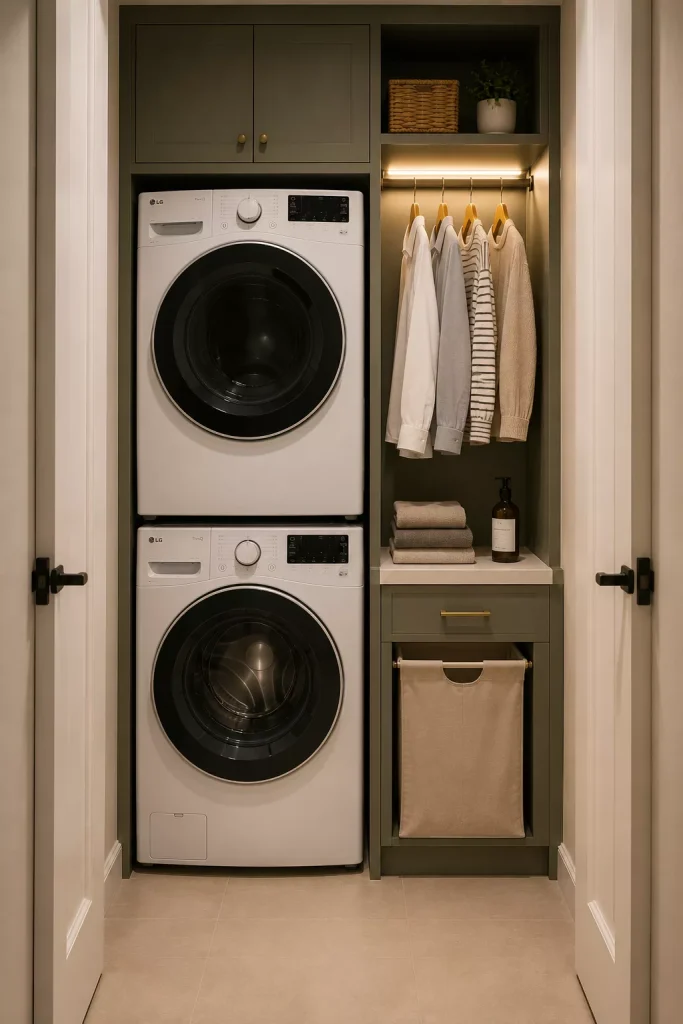 12 Tiny Laundry Room Ideas That Turn a Few Square Feet Into a Hardworking Space 3 free-the-floor-whenever-the-appliances-allow-it