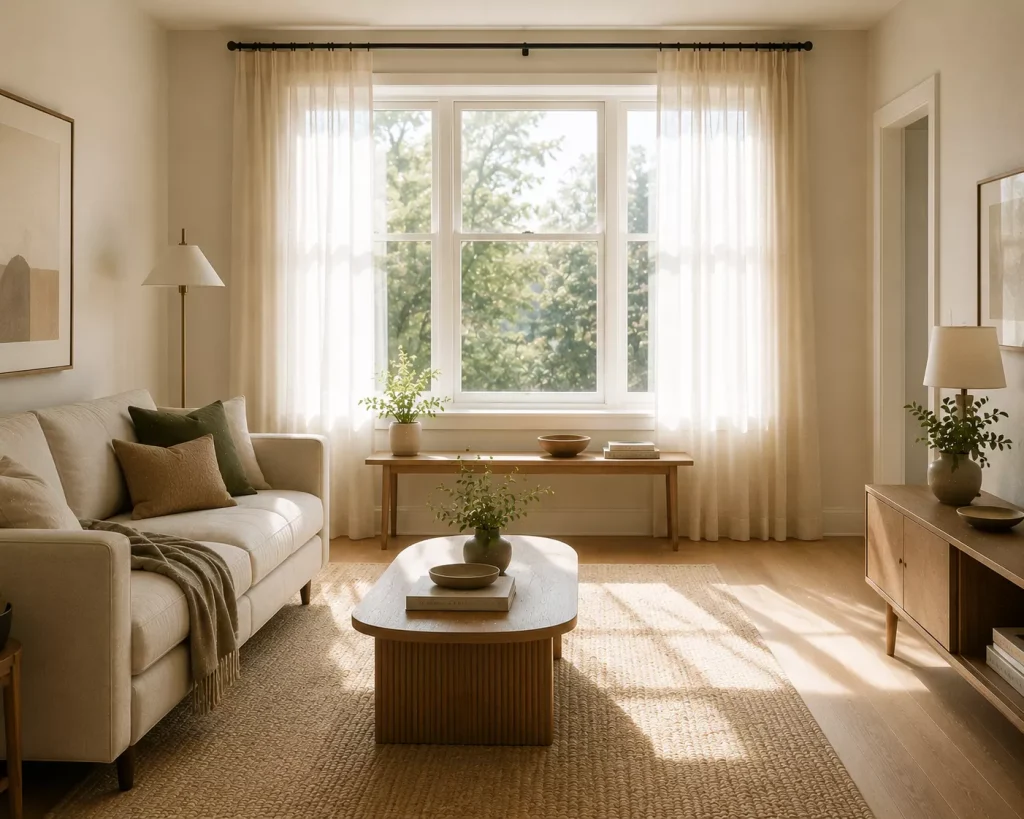 17 small living room ideas that instantly make your space look bigger, Brighter, and Easier to Live In 14 keep-the-window-area-visually-light