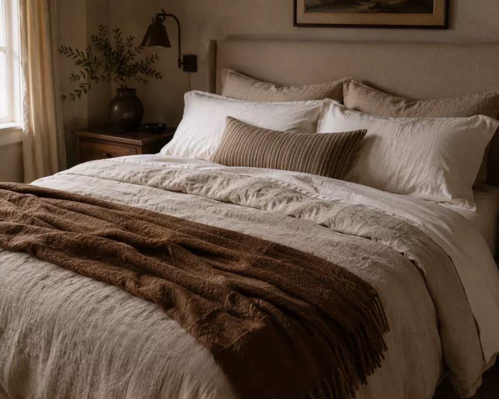 15 effortless chic bedroom ideas for a Polished Retreat 5 layer-bedding-with-texture-rather-than-quantity