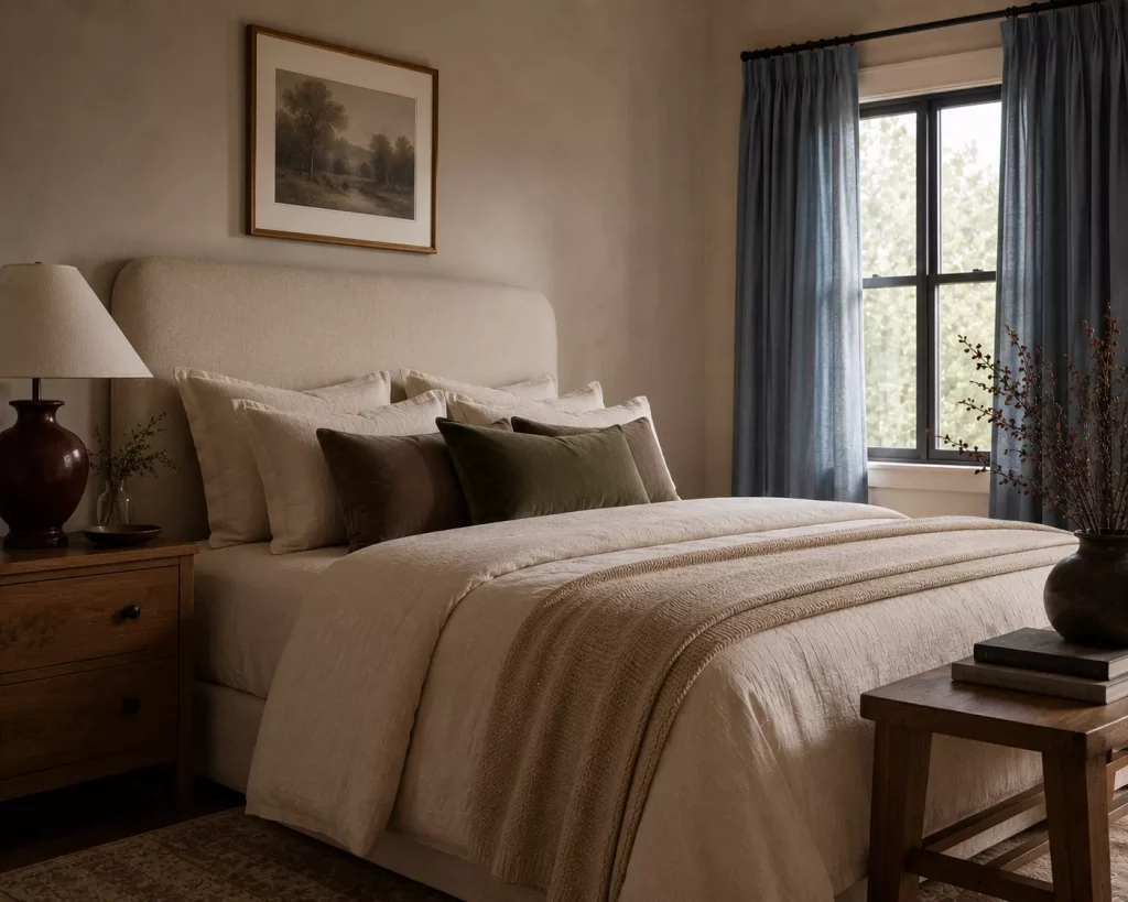 15 effortless chic bedroom ideas for a Polished Retreat 3 let-one-slightly-unexpected-color-interrupt-the-palette