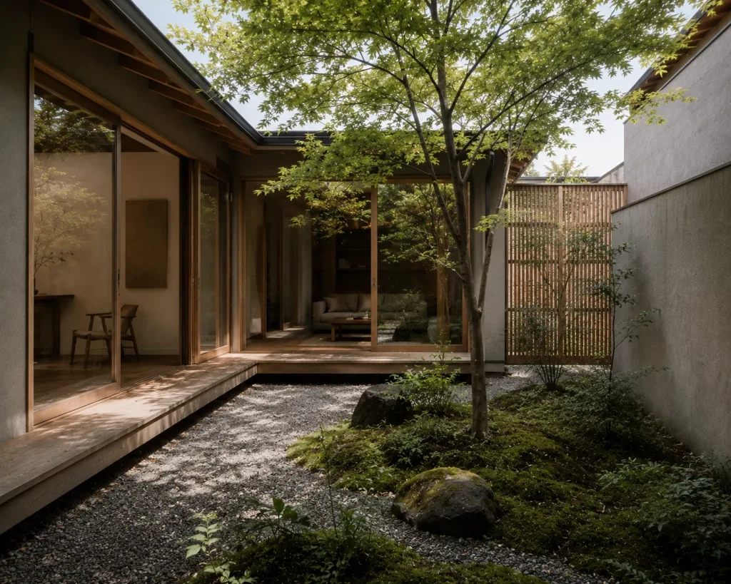 12 japanese courtyard home ideas for Calm, Natural Living 7 let-the-house-protect-the-courtyard