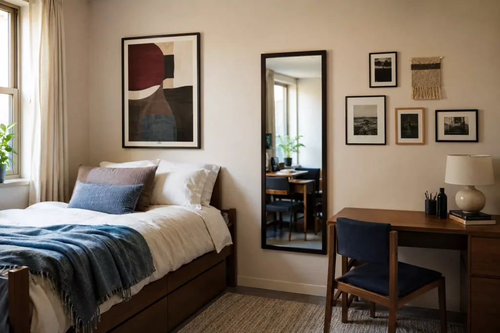 10 luxury dorm room ideas for a Polished, Cozy Space 7 make-the-walls-look-curated-instead-of-covered