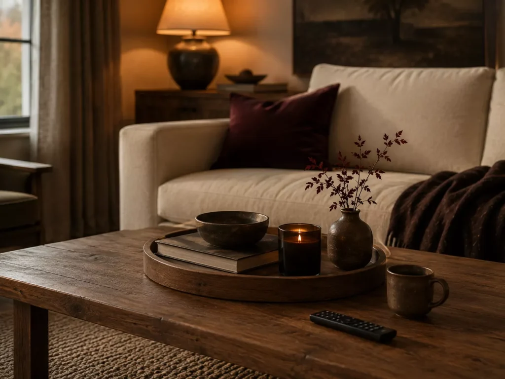 15 fall living room decor ideas for a Warm, Layered Home 10 style-the-coffee-table-with-one-seasonal-layer