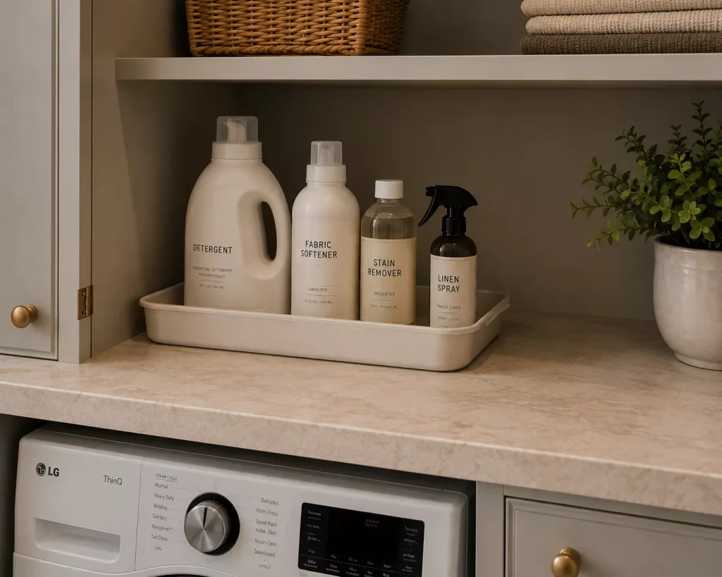 use-a-shallow-tray-to-corral-bottles-and-household-supplies