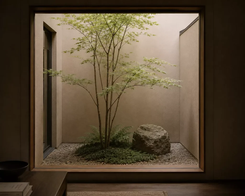 12 japanese courtyard home ideas for Calm, Natural Living 3 use-a-very-small-courtyard-as-a-concentrated-view-of-nature