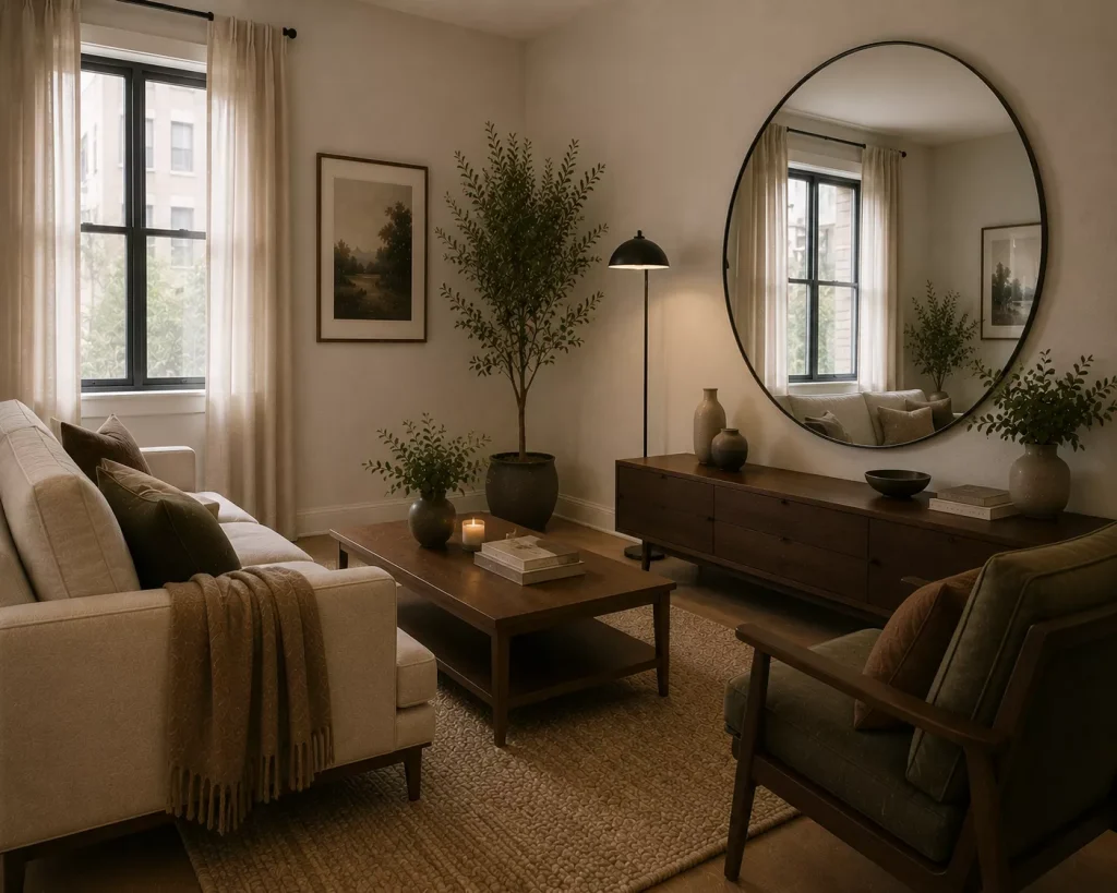 17 small living room ideas that instantly make your space look bigger, Brighter, and Easier to Live In 8 use-mirrors-where-they-actually-reflect-something-useful