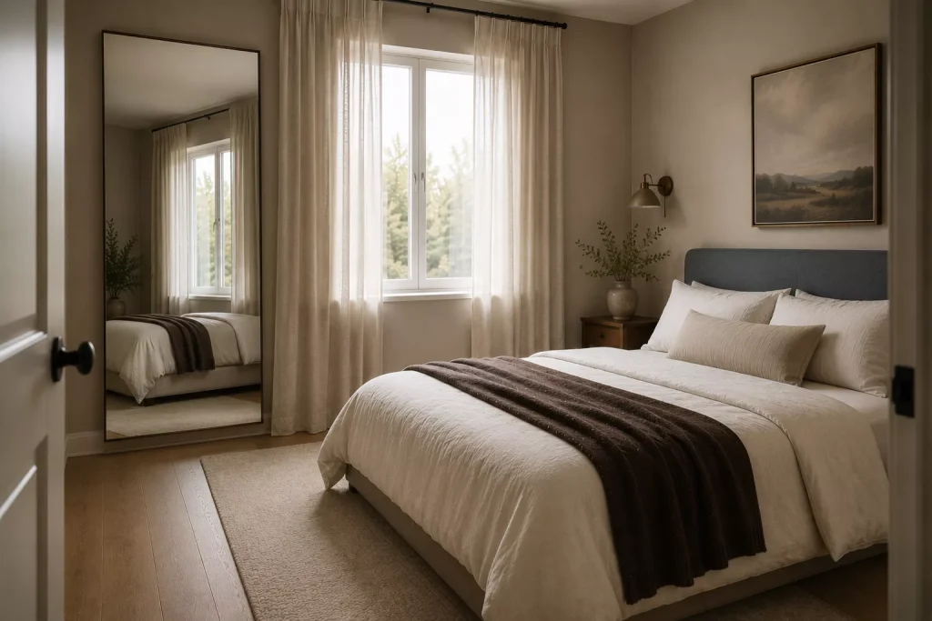 10 Small Bedroom Ideas for Bigger Feel Without Sacrificing Comfort 6 use-one-large-mirror-strategically
