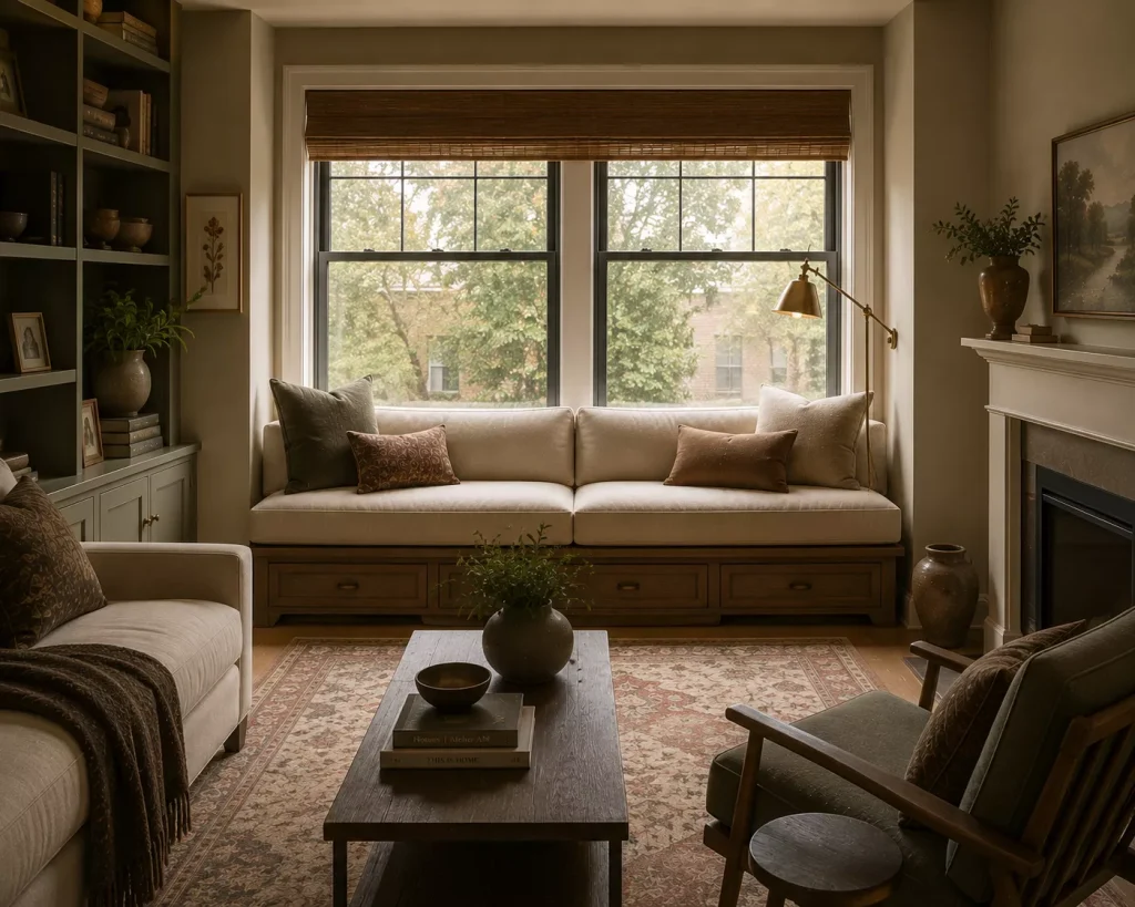 12 Small Living Room Layout Ideas That Make Every Inch Work Harder 8 use-the-window-wall-for-seating
