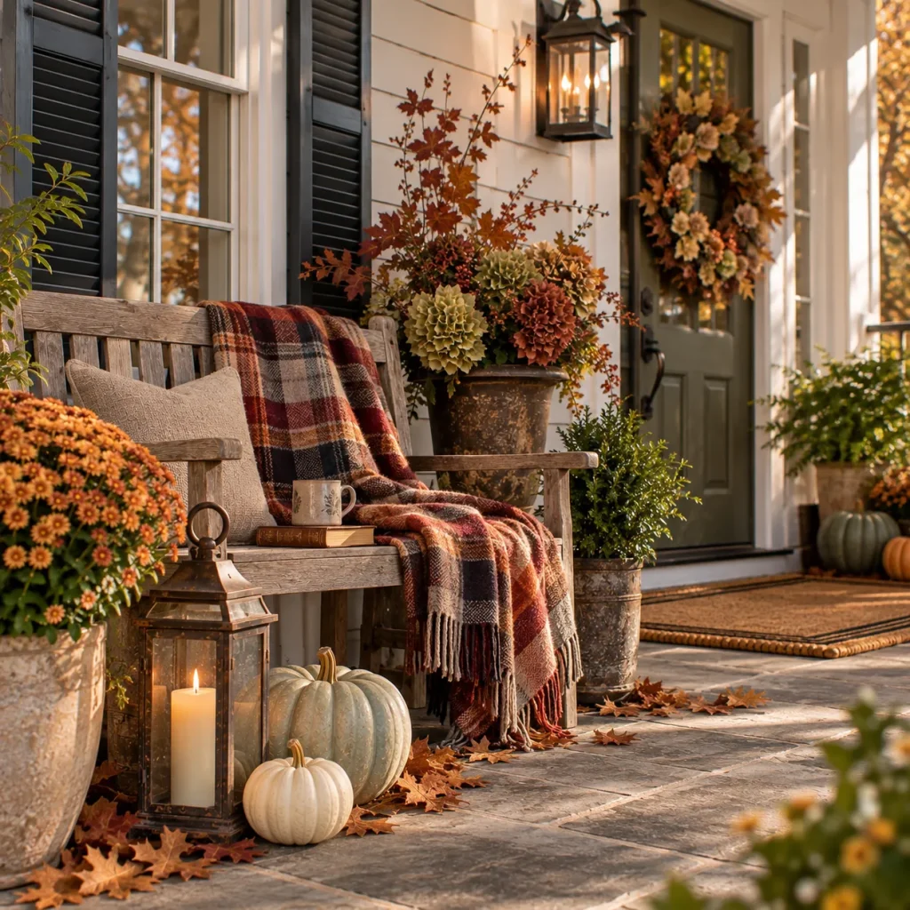 Add one plaid blanket to protected seating