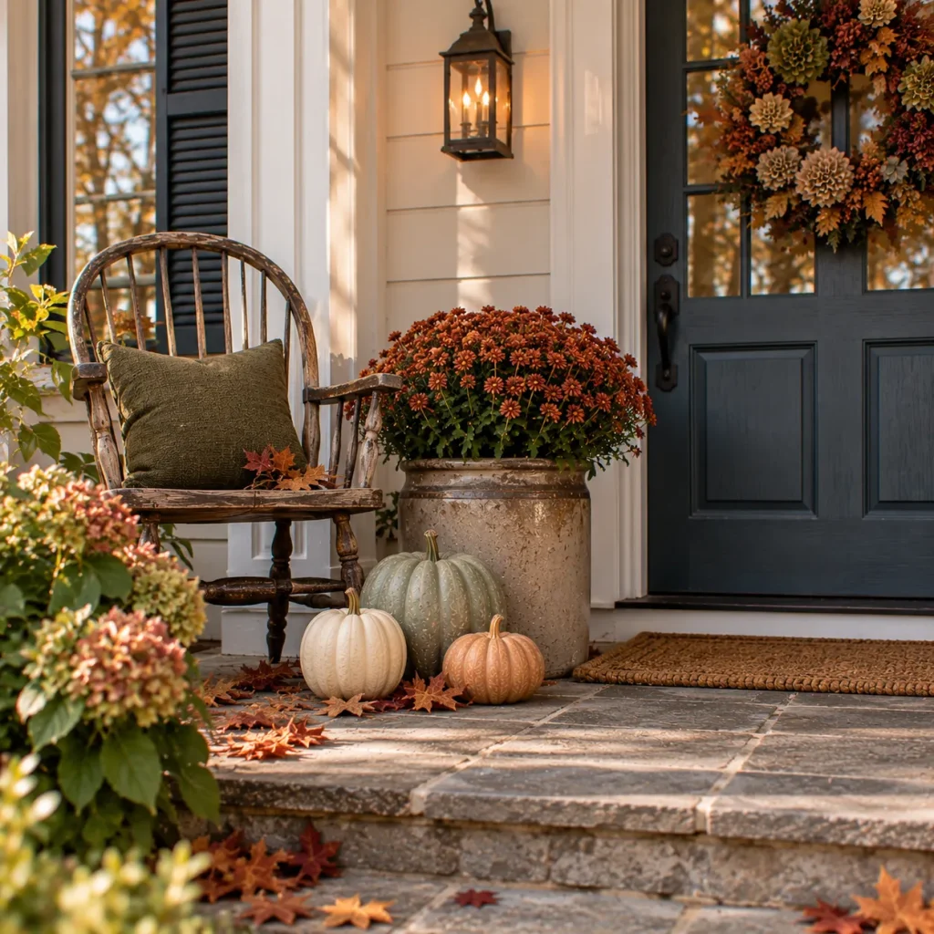Add one real old piece and stop before the porch becomes a set