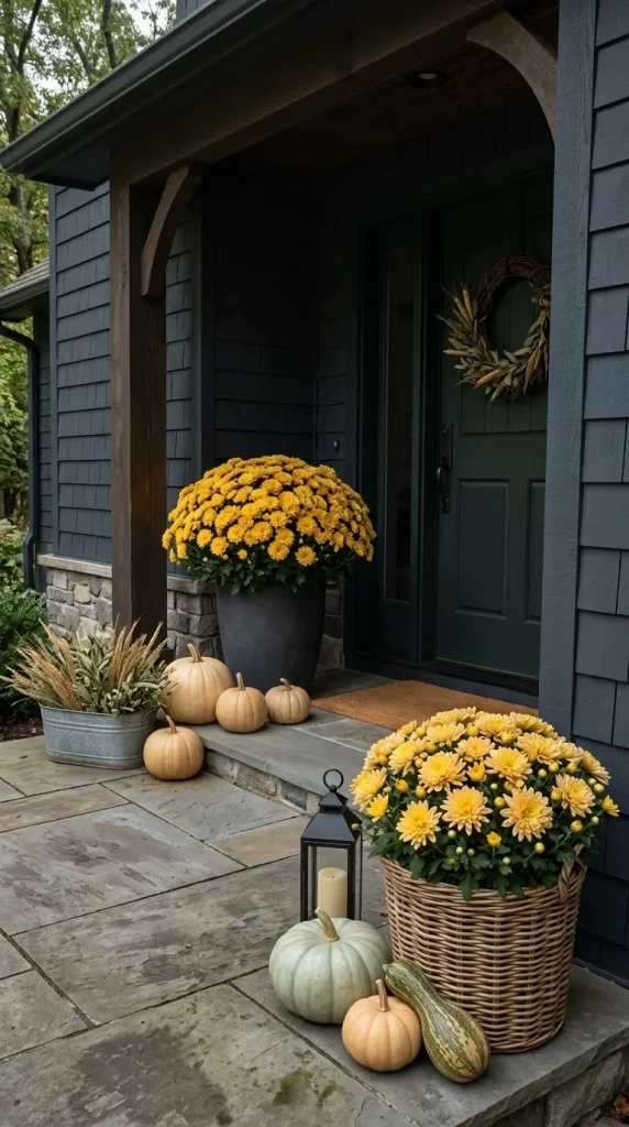 Brighten a Shaded Porch With Yellow Mums