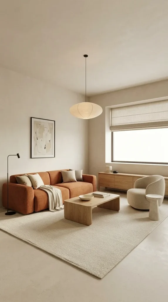 Build a Calm Room Around a Burnt Orange Sofa