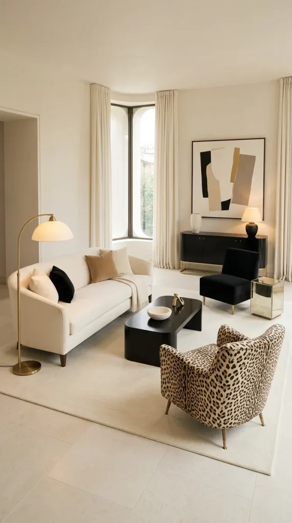Build a Glam Leopard Living Room With Black and Gold