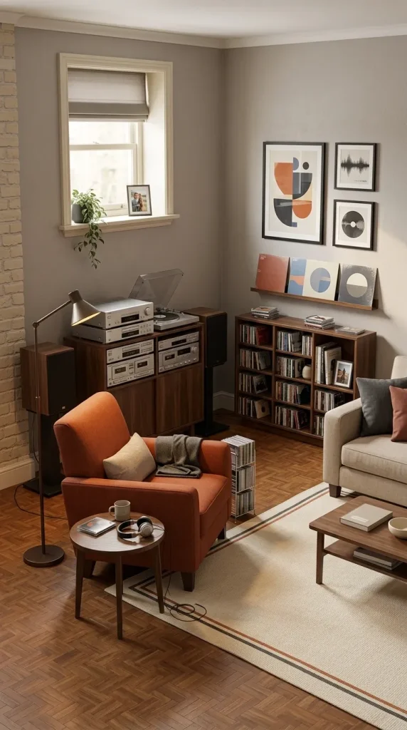 40 Living Room Decor Ideas for a Nostalgic 2000s and Y2K Aesthetic 31 Build a Nostalgic Music Corner With CDs and a Stereo