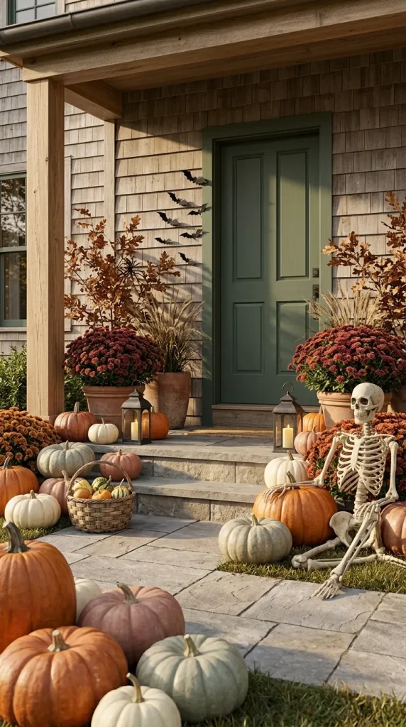 40 Front Porch Halloween Ideas for a Spooky, Stylish and Unforgettable Entrance 2 Build a fall foundation that Halloween can borrow