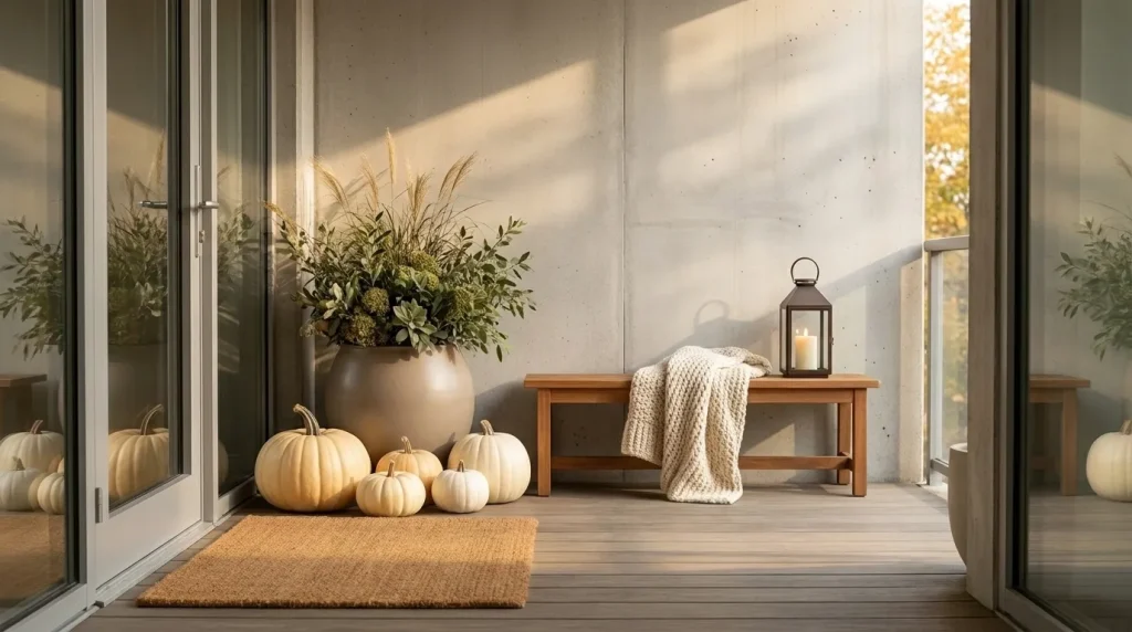 Build a neutral apartment fall porch