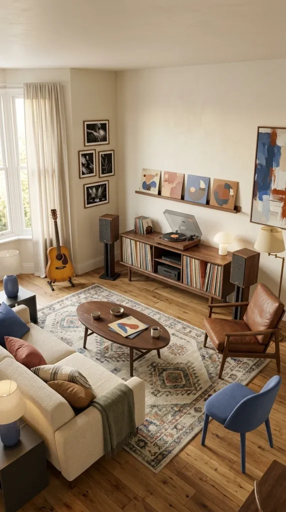 Build an Eclectic Music Lover’s Living Room Around Personal Collections