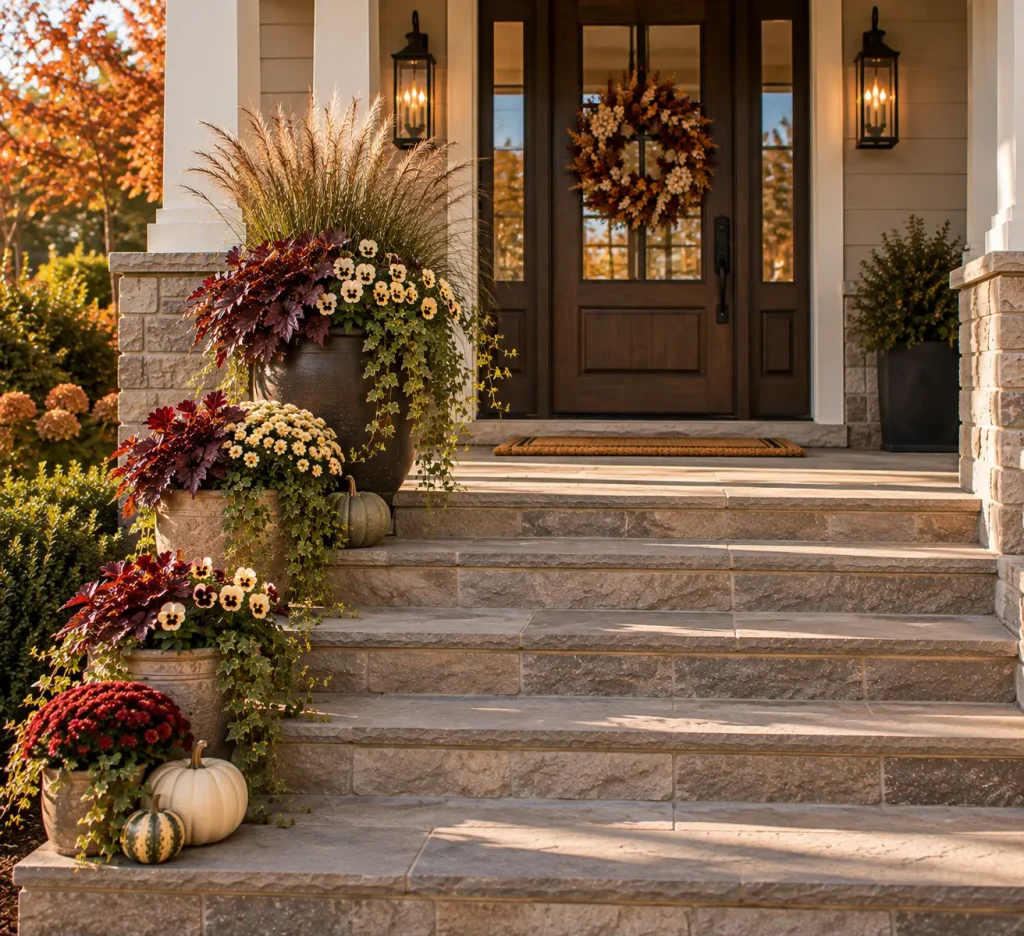 Cascade planters down only one side of the steps