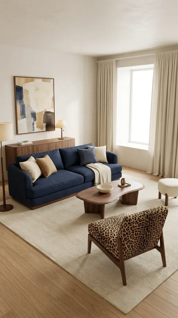 Combine Navy With Leopard for a Softer Contrast
