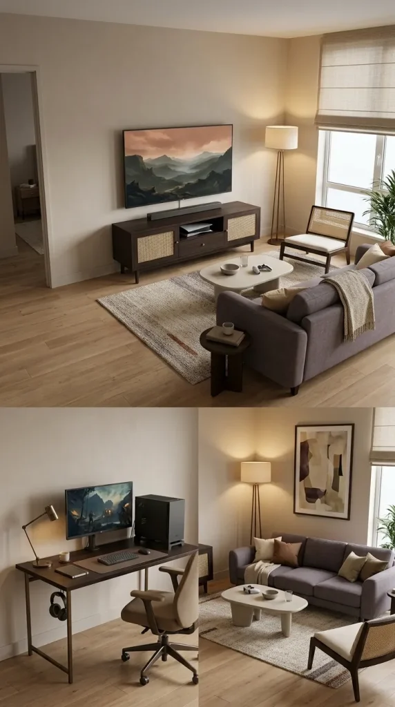35 Gaming Living Room Ideas That Make Your Setup Stylish, Cosy and Seriously Fun 24 Combine One PC Gaming Station With a Shared Console Lounge