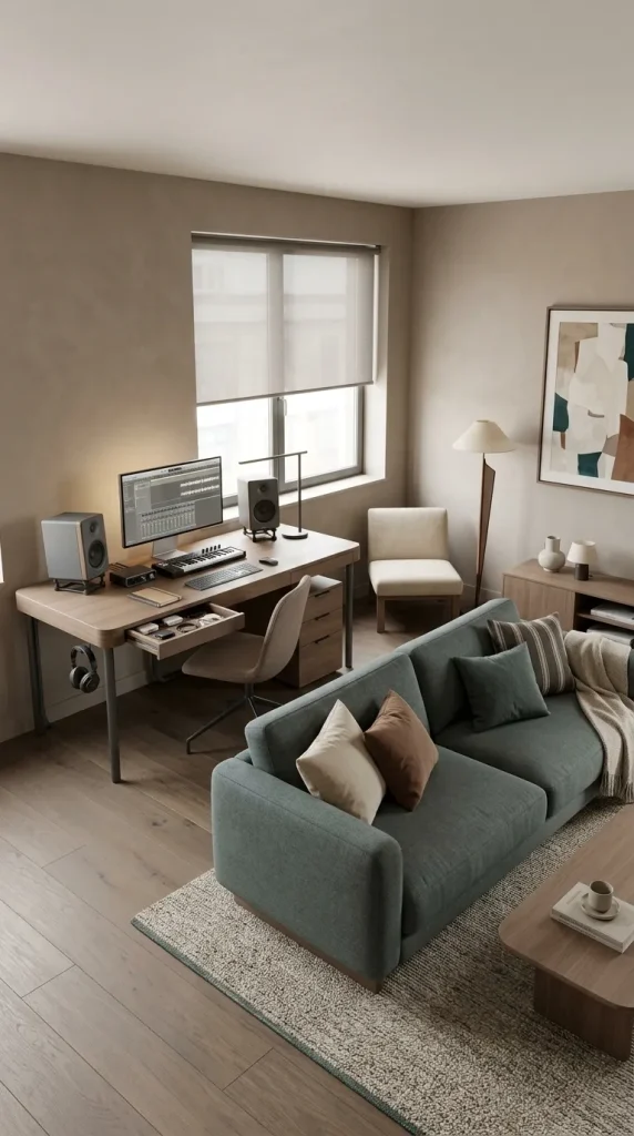 Combine a Music Production Desk With the Living Room