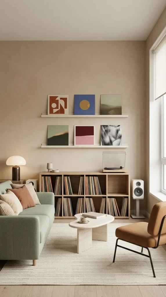 Create Front-Facing Album Displays Above Record Storage