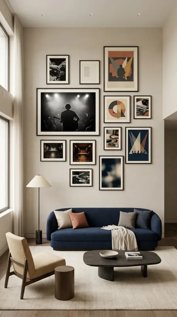 Create One Large Music Gallery Wall Instead of Decorating Every