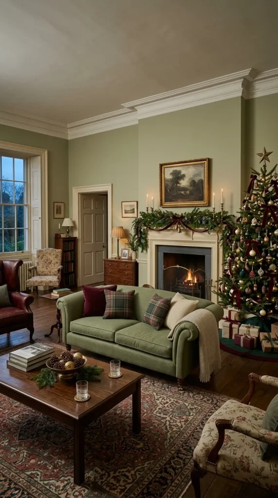 42 Christmas Living Room Decor Ideas for a Cosy, Magical and Beautifully Festive Home 32 Create a Classic Country-House Christmas