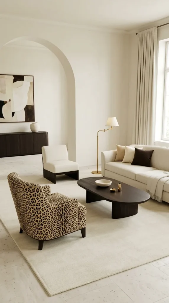 Create a Classy Cream-and-Leopard Living Room