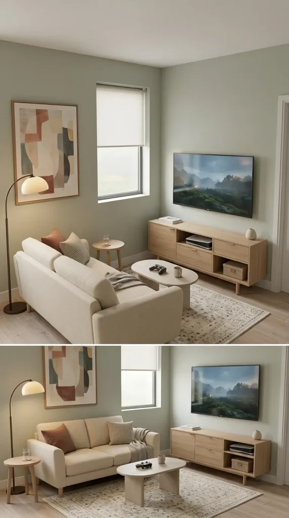 35 Gaming Living Room Ideas That Make Your Setup Stylish, Cosy and Seriously Fun 18 Create a Compact Console Station in a Small Apartment