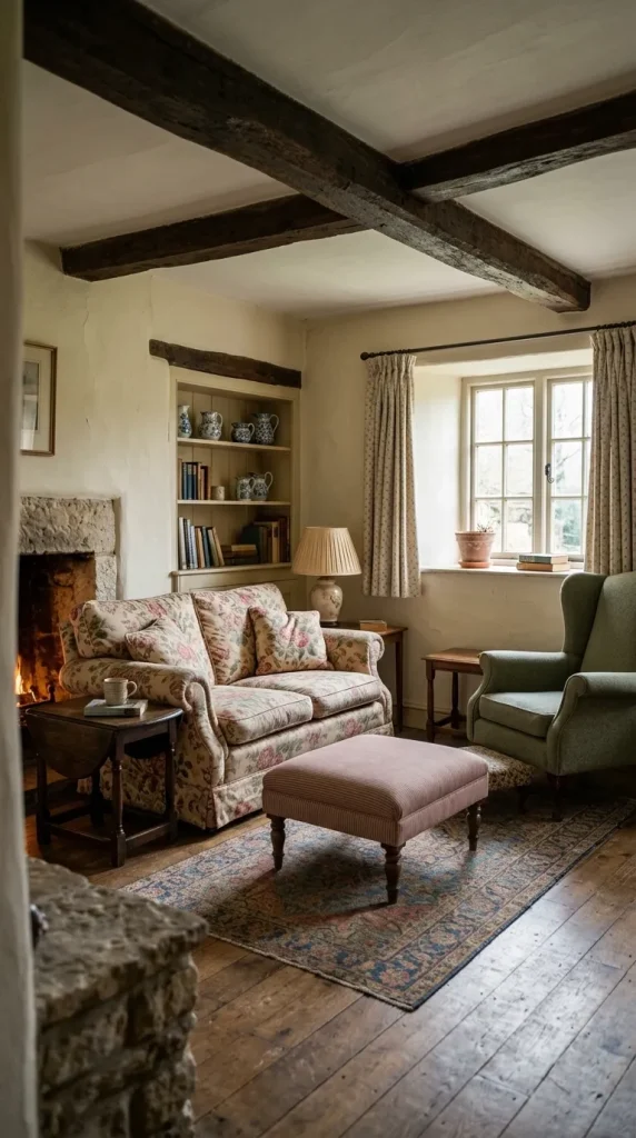 35 1990s Living Room Decor Ideas to Bring Back That Cosy, Nostalgic Feeling 20 Create a Cosy English Cottage Living Room With Floral Upholstery