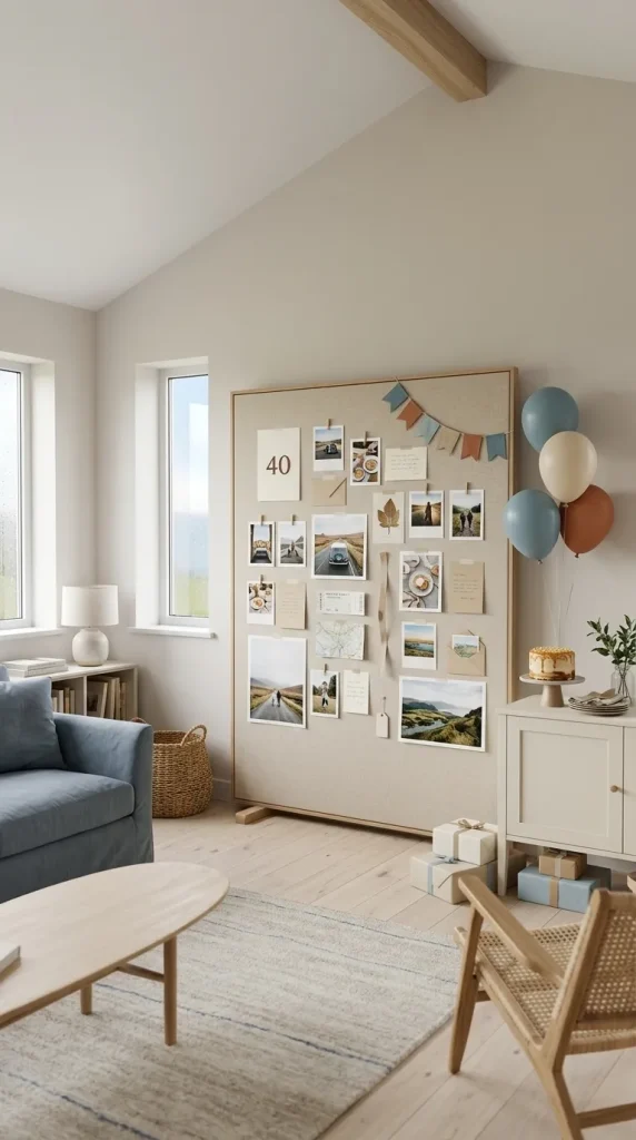 40 Birthday Living Room Decor Ideas for Beautiful At-Home Celebrations 32 Create a DIY Birthday Memory Wall