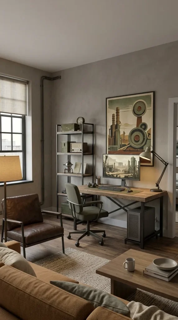 35 Gaming Living Room Ideas That Make Your Setup Stylish, Cosy and Seriously Fun 33 Create a Fallout-Inspired Industrial Gaming Corner