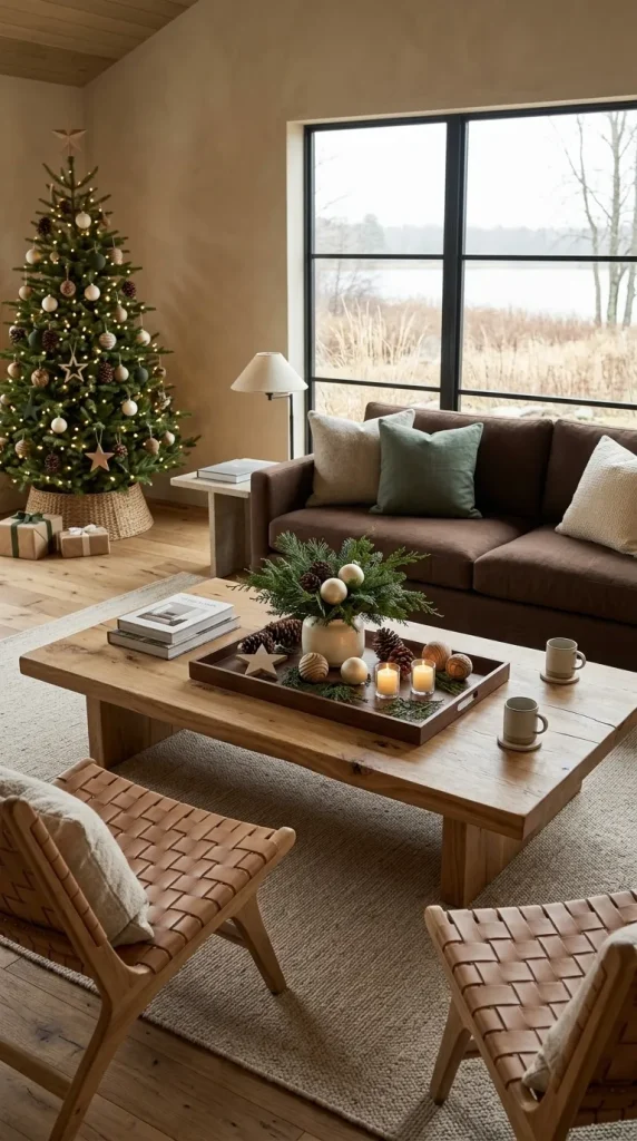 42 Christmas Living Room Decor Ideas for a Cosy, Magical and Beautifully Festive Home 24 Create a Festive Coffee-Table Centrepiece