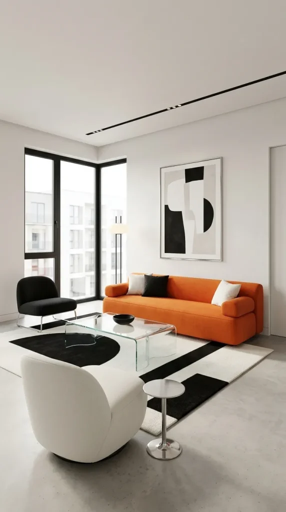 Create a Funky Orange Apartment With Black and White