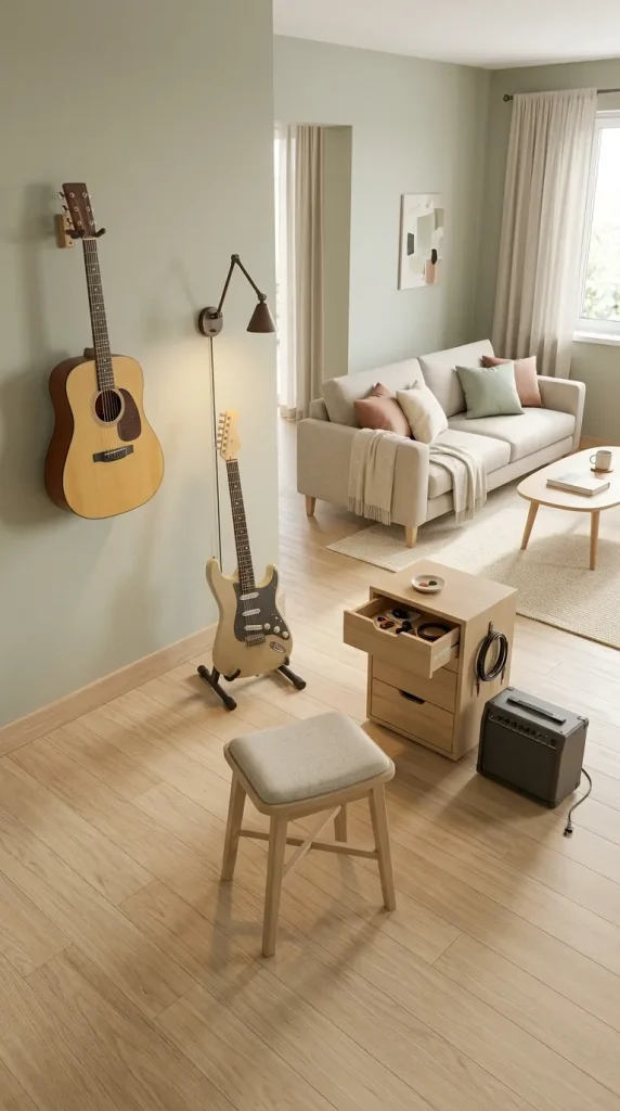 Create a Guitar-Playing Corner With Easy Instrument Access