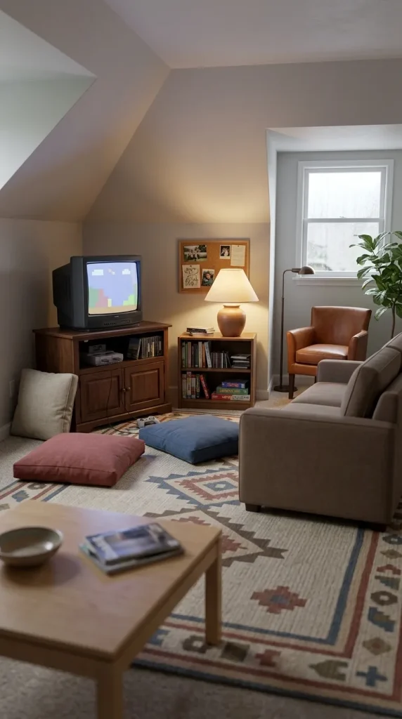 35 1990s Living Room Decor Ideas to Bring Back That Cosy, Nostalgic Feeling 18 Create a Retro Gaming Corner Within the Living Room